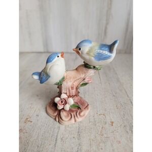 Vintage mini blue‎ jay bird branch flower figure home decor unique